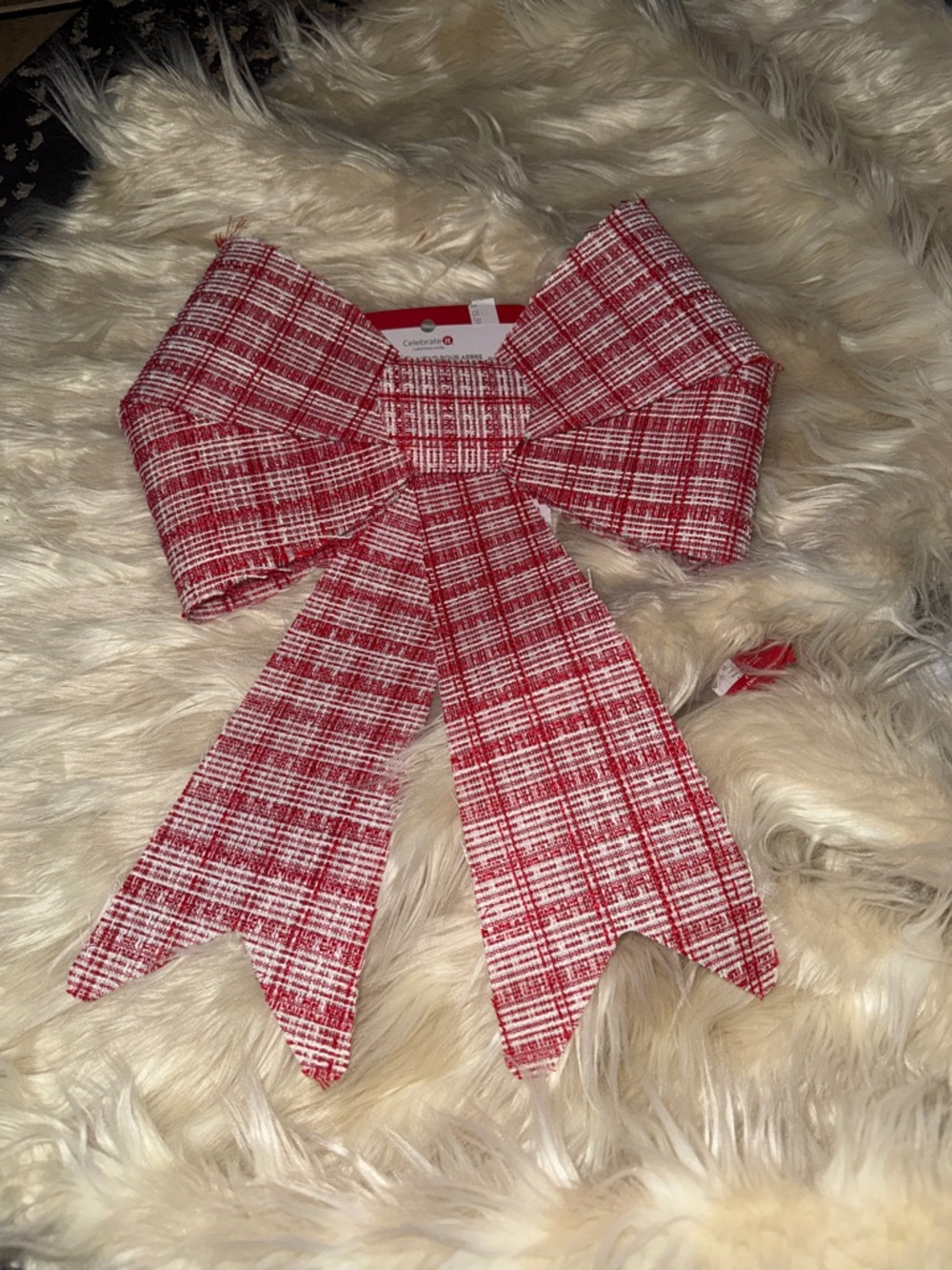 Red & White Plaid Holiday Ribbon Bows set of 5